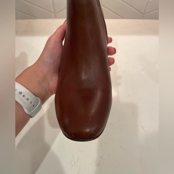 Ann Taylor Leather Tallulah Zip Up Booties in Modern Saddle 3.5 inch Heel - Picture 12 of 16